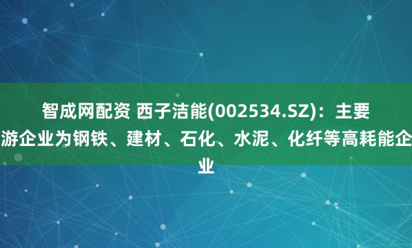 智成网配资 西子洁能(002534.SZ)：主要下游企业为钢铁、建材、石化、水泥、化纤等高耗能企业